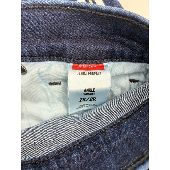 Express Women’s Size 2 High Rise Ankle Skinny Jeans Dark Wash Side Stripe Denim - Picture 5 of 7